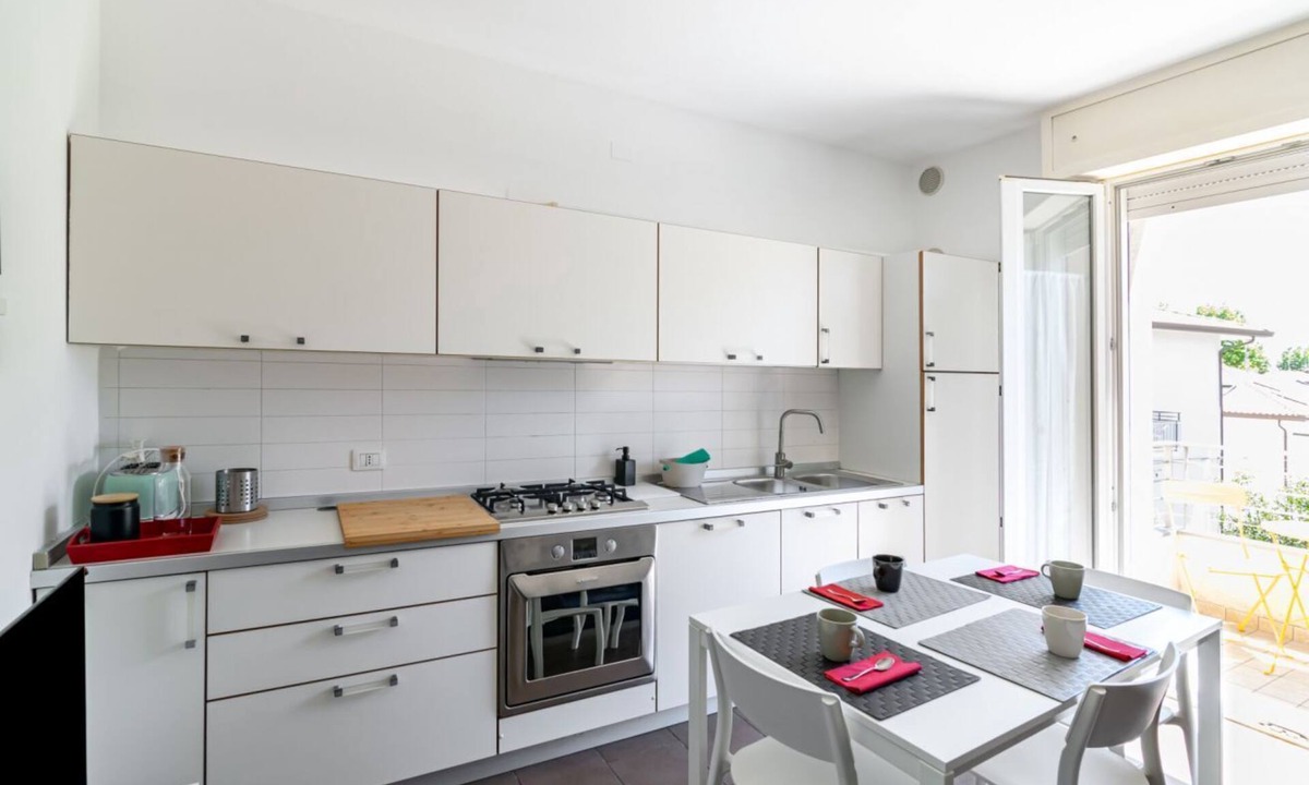 Rivabella Apartment | GuestHost - 100 meters from the sea and 2 km from the fair, our apartment is located on the second and last floor of a building with a lift (NOT suitable for disabled people). There are two steps at the entrance.In 45 m2 of space it comfortably accommoda