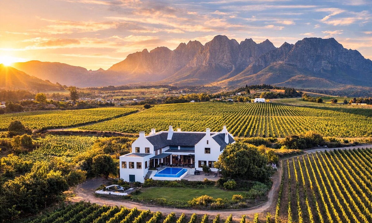 Stellenbosch Villa | Luxury 7-Bedroom Manor on Stellenbosch Wine Estate, Mountain & Vineyard Views