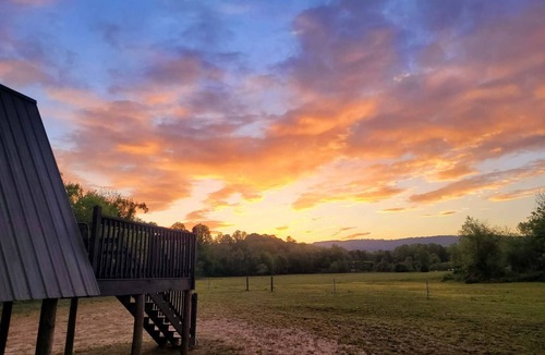Thurmond Cabin | Camp under Blue Ridge Mtn sky river A Frame Cabin