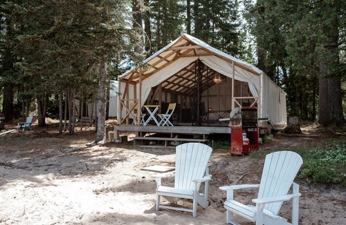 Strong RV Rental | Comfortable Tent Rental with Fire Pit on Lake Bernard, Ontario