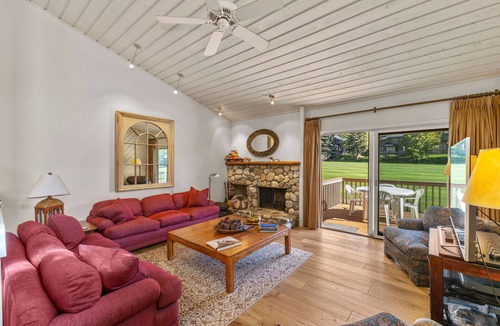 Elkhorn Village Condo | Fairway Haven with Private hot tub! Dog Friendly!