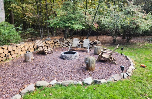 Cresco House | Private waterfront retreat in the Pocono mountains. Hot tub, Fire pit, Dogs ok