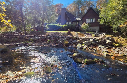 Cresco House | Private waterfront retreat in the Pocono mountains. Hot tub, Fire pit, Dogs ok