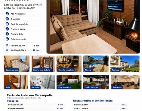 Apartamento com Lareira a 5 Min da Feirinha do Alto - Piscina e Sauna