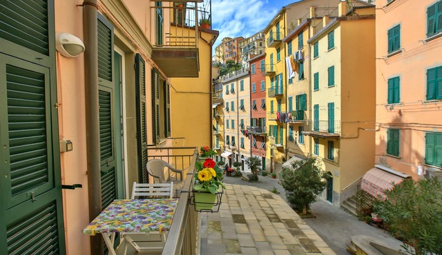Apartment has a balcony which overlooks main street of Riomaggiore Cinque Terre