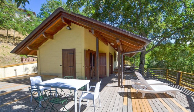 Charming wooden house, situated on a hill, between Florence and San Marino.